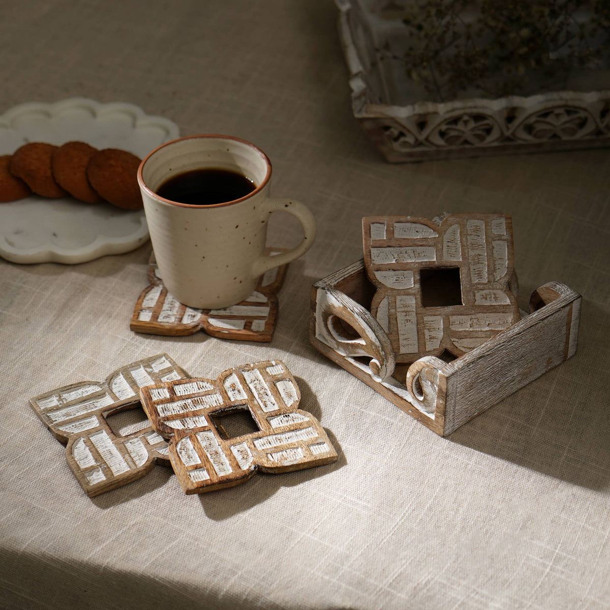 Wooden Coasters for Home & Office Use | Set of 4 | Stylish Drink Coasters