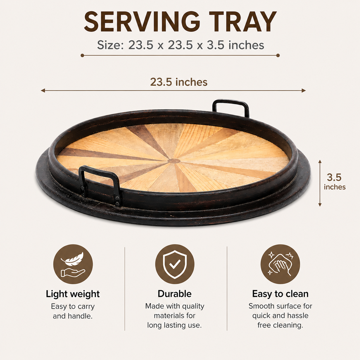 Wood Tray | Decorative Wooden Serving Tray | Stylish Home Décor Accent
