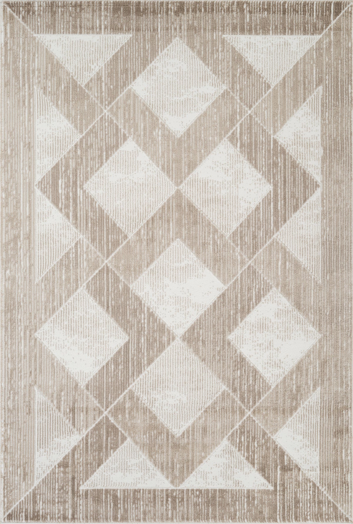 Modern Geometric Chevron Diamond Beige & Brown Area Rug & Runner – 61281 Beige Brown