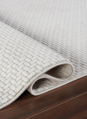 Modern Basketweave Textured Solid Cream & Grey Area Rug & Runner – BT321 Cream Grey