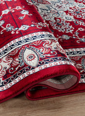 Traditional Persian Kerman Floral Medallion Red Area Rug, Runner & Round Rug – 478 Red