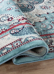 Traditional Persian Paisley Floral Medallion Blue Area Rug, Runner & Round Rug – 470 Blue