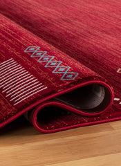 Modern Tribal Gabbeh Bordered Solid Red Area Rug & Runner – B744A Red