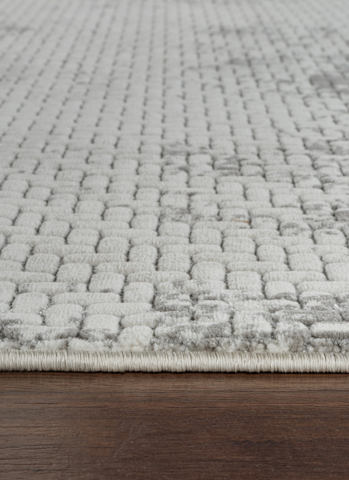 Modern Distressed Grid Textured Cream & Beige Area Rug & Runner – BT306 Cream Beige