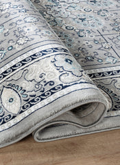 Traditional Persian Kerman Floral Medallion Grey Area Rug, Runner & Round Rug – 478 Grey