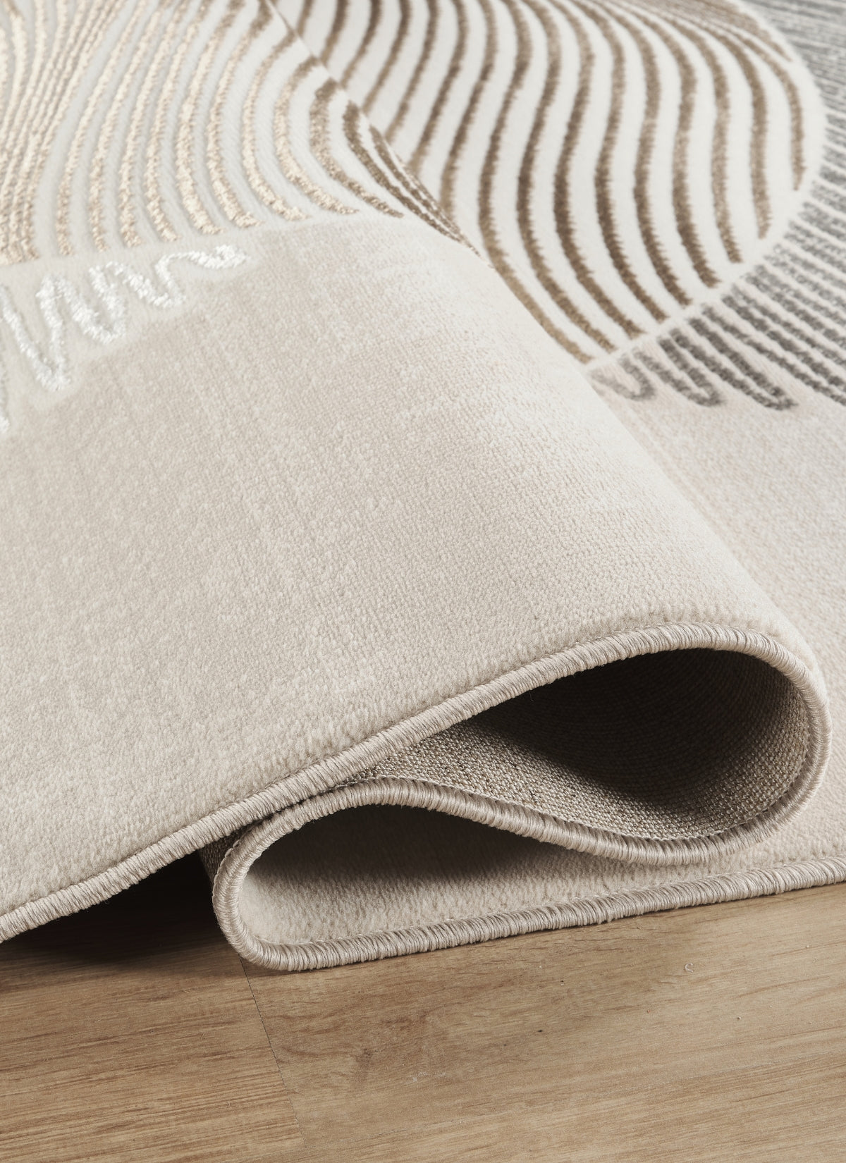 Modern Abstract Fan Circle Cream Area Rug & Runner – 50097 Cream