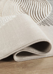 Modern Abstract Fan Circle Cream Area Rug & Runner – 50097 Cream
