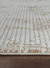 Modern Distressed Grid Textured Cream & Brown Area Rug & Runner – BT306 Cream Brown