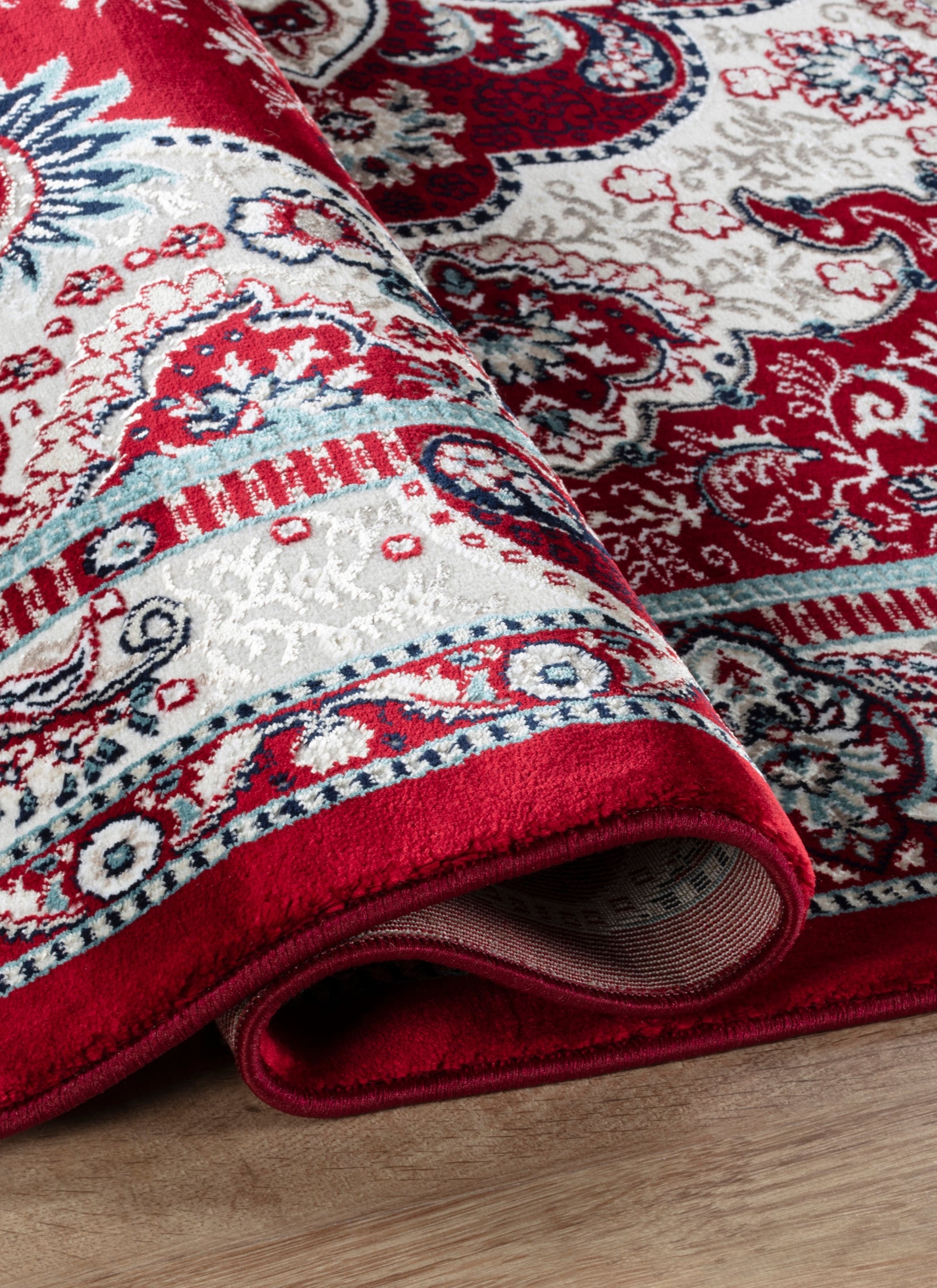 Traditional Persian Paisley Floral Medallion Red Area Rug, Runner & Round Rug – 470 Red