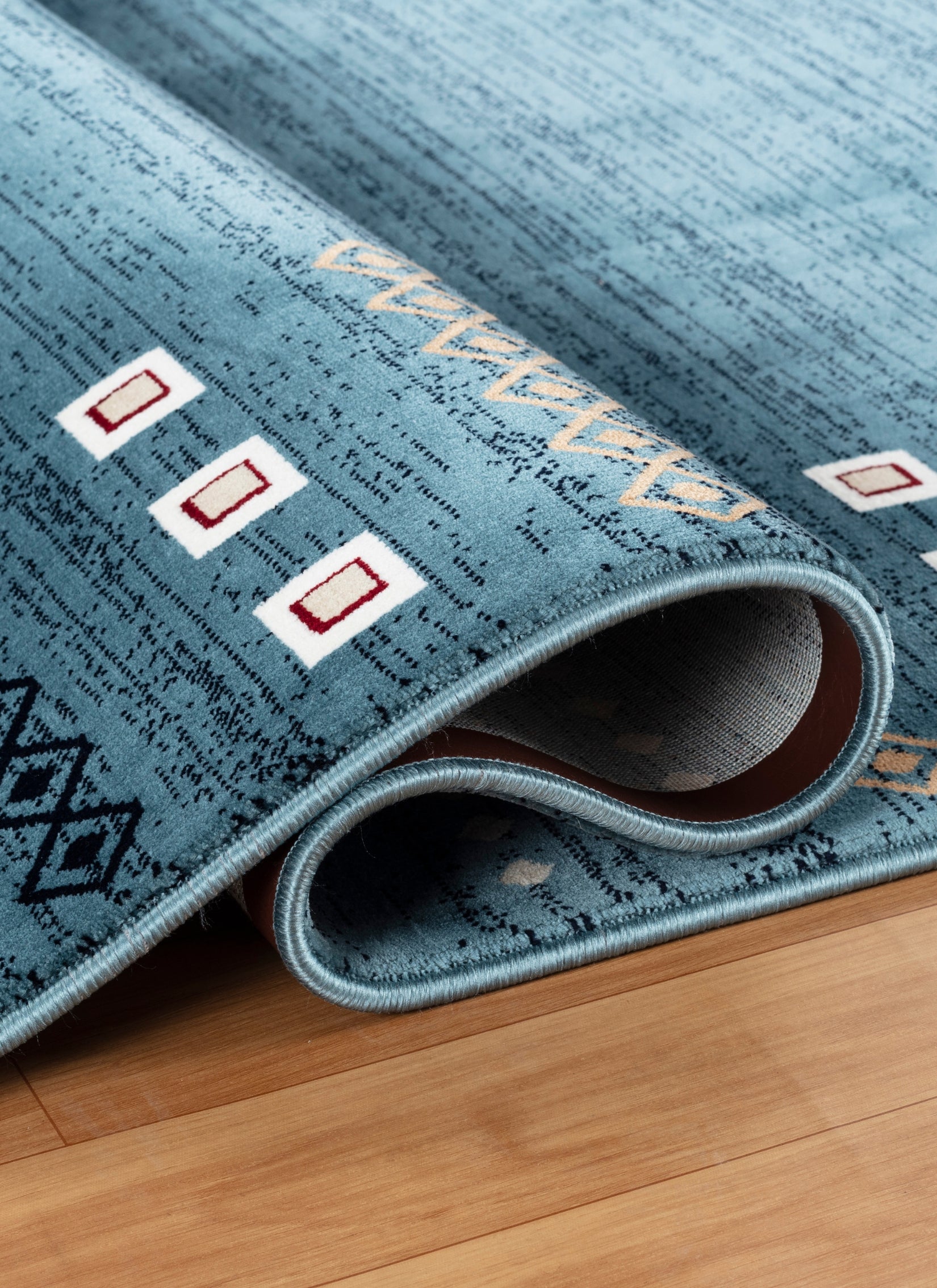Modern Tribal Gabbeh Bordered Solid Blue Area Rug & Runner – B744A Blue