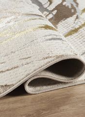 Modern Abstract Circular Swirl Cream Area Rug & Runner – 50103 Cream
