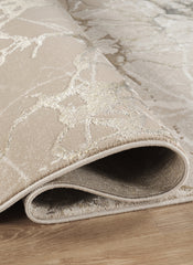 Modern Abstract Marble Crackle Beige Area Rug & Runner – O2979 Beige