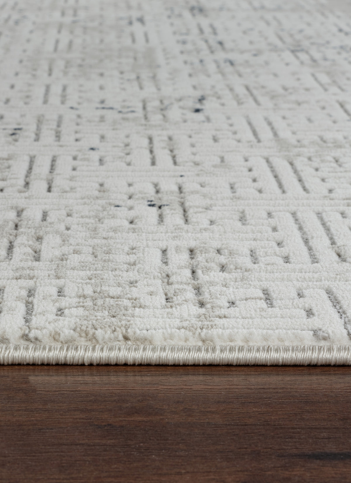 Modern Geometric Fretwork Textured Cream & Navy Area Rug & Runner – BT318 Cream Navy