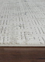 Modern Geometric Fretwork Textured Cream & Navy Area Rug & Runner – BT318 Cream Navy