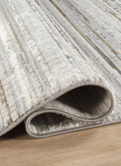 Modern Striated Linear Stripe Grey Area Rug & Runner – H0401 Grey