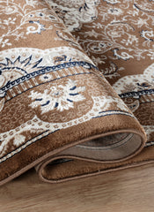 Traditional Persian Paisley Floral Medallion Brown Area Rug, Runner & Round Rug – 470 Brown