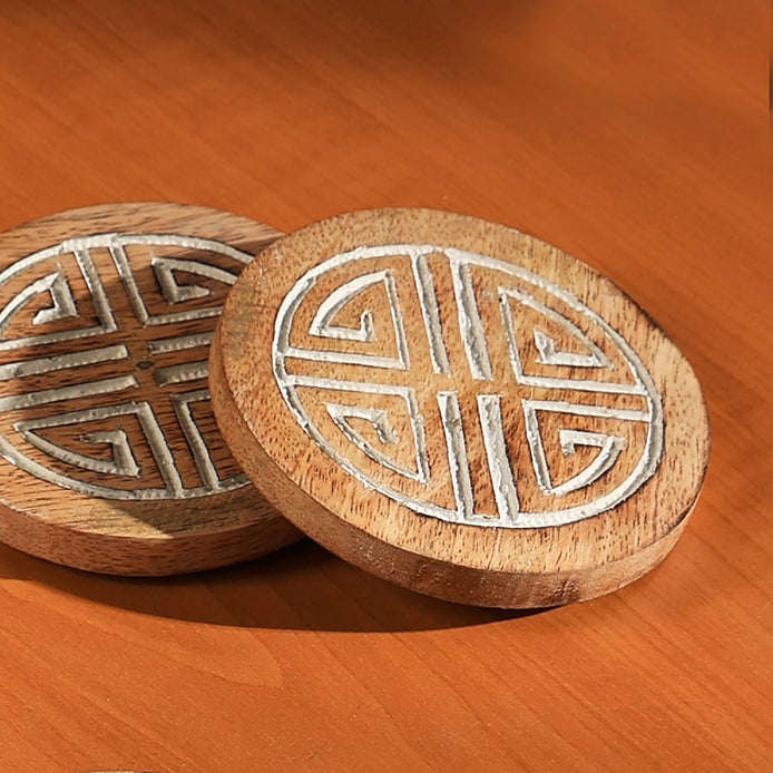 Wooden Coasters for Home & Office Use | Set of 4 | Stylish Drink Coasters