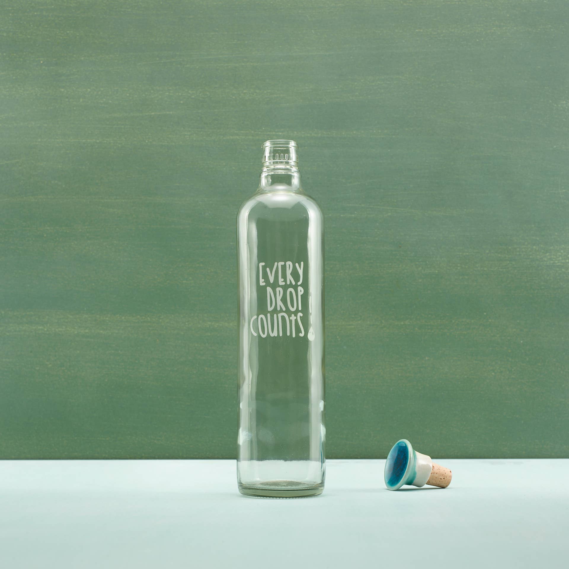 Drop Glass Water Bottle with Ceramic Stopper | Airtight Clear Bottle