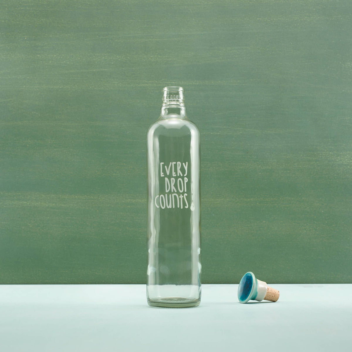 Drop Glass Water Bottle with Ceramic Stopper | Airtight Clear Bottle