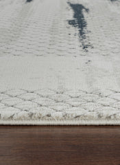Modern Abstract Brushstroke Lattice Cream & Navy Area Rug & Runner – BT322 Cream Navy