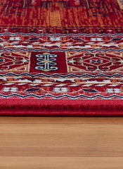 Traditional Tribal Turkmen Geometric Panel Red Area Rug & Runner – E851B Red