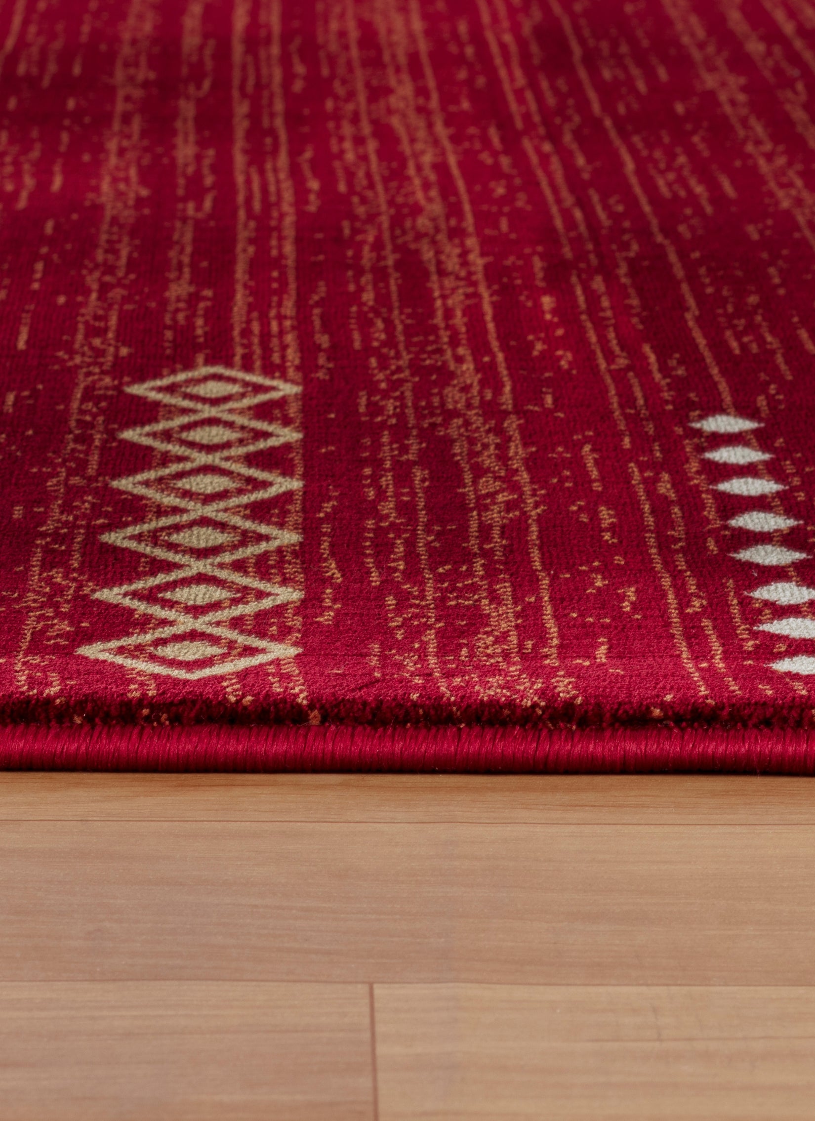 Modern Tribal Gabbeh Bordered Solid Red Area Rug & Runner – B744A Red