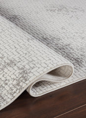 Modern Distressed Grid Textured Cream & Beige Area Rug & Runner – BT306 Cream Beige