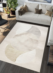 Modern Abstract Fan Circle Cream Area Rug & Runner – 50097 Cream