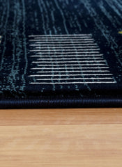 Modern Tribal Gabbeh Bordered Solid Navy Area Rug & Runner – B744A Navy