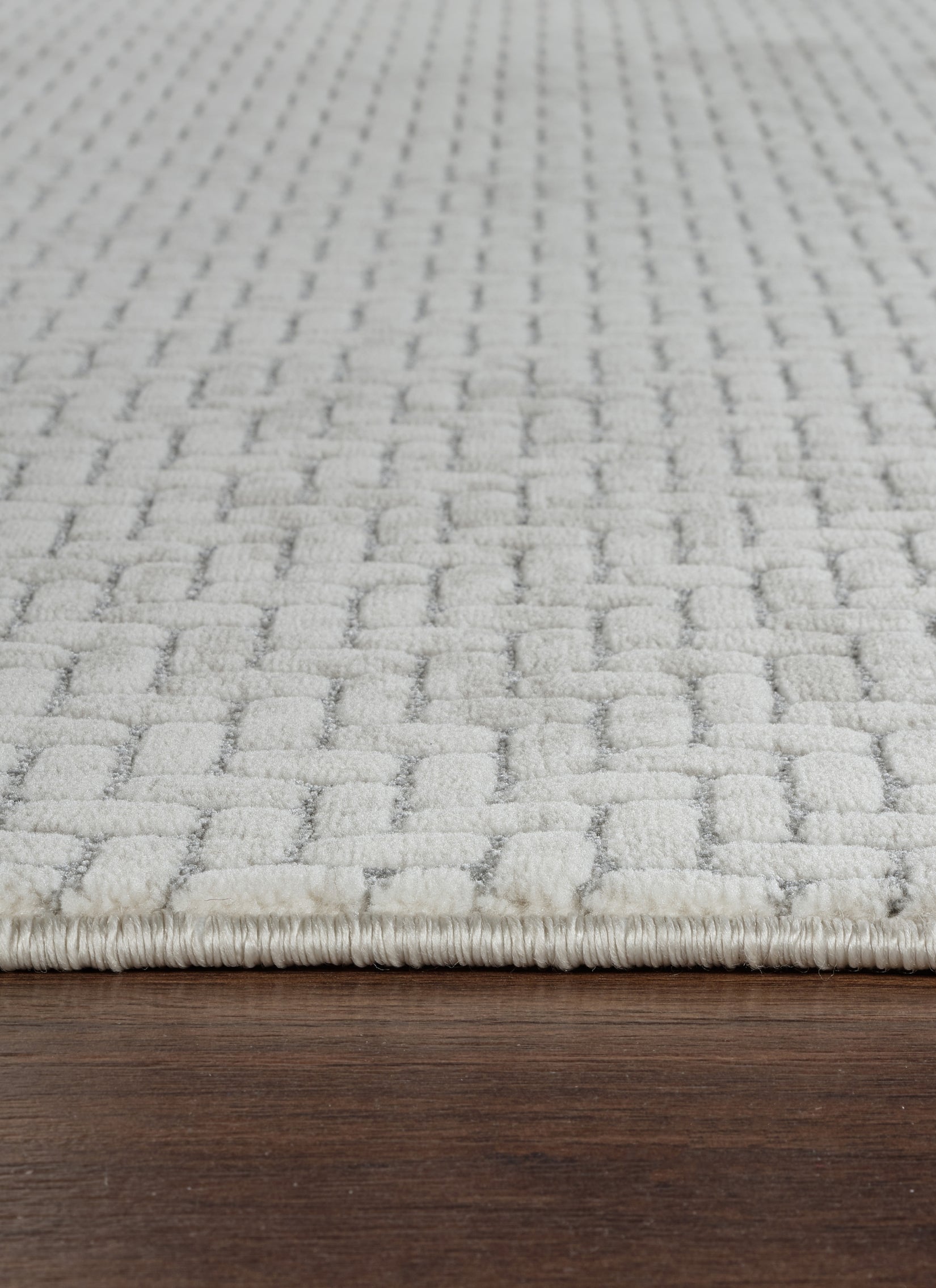 Modern Basketweave Textured Solid Cream & Grey Area Rug & Runner – BT321 Cream Grey