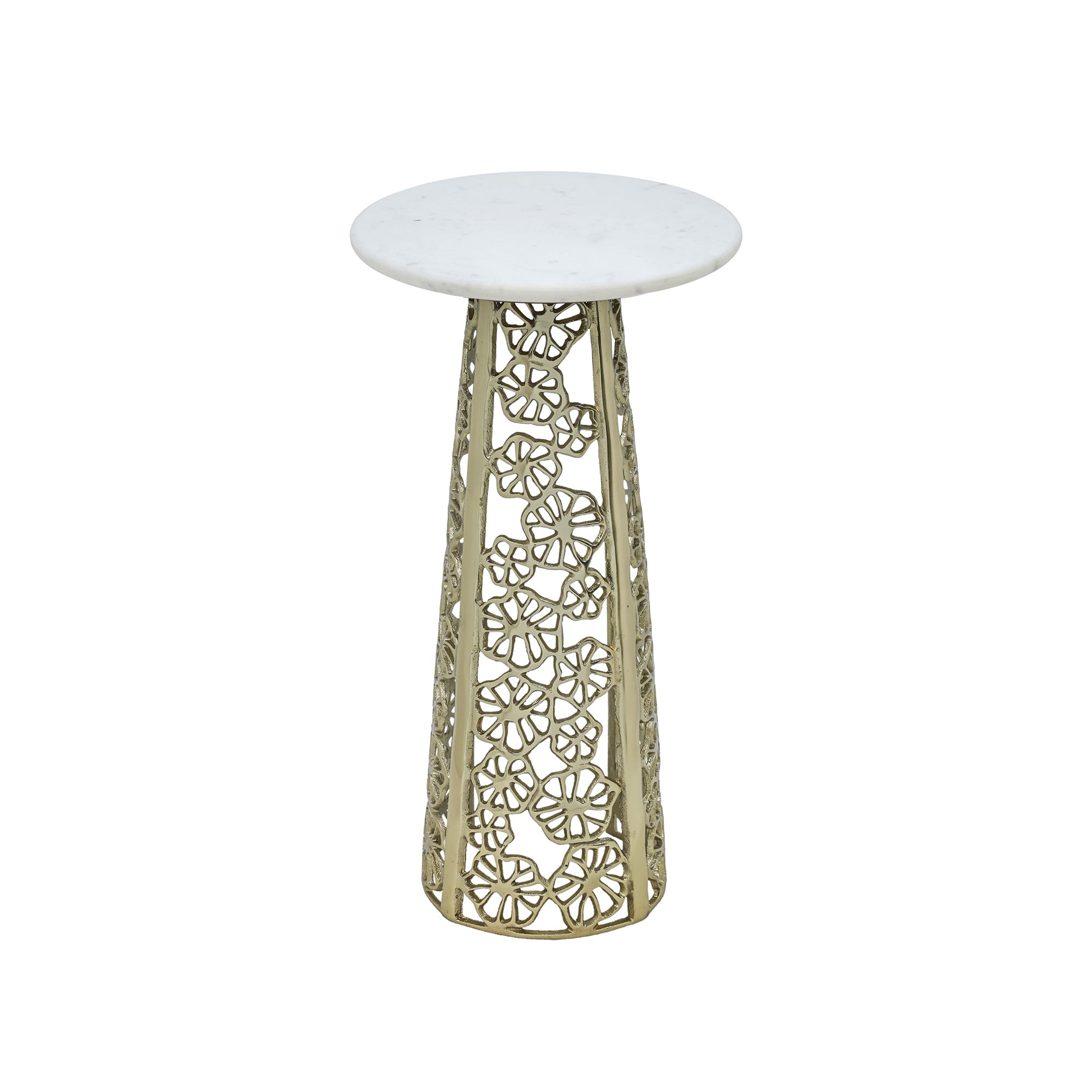 Side Table with White Marble Top | Aluminum Base