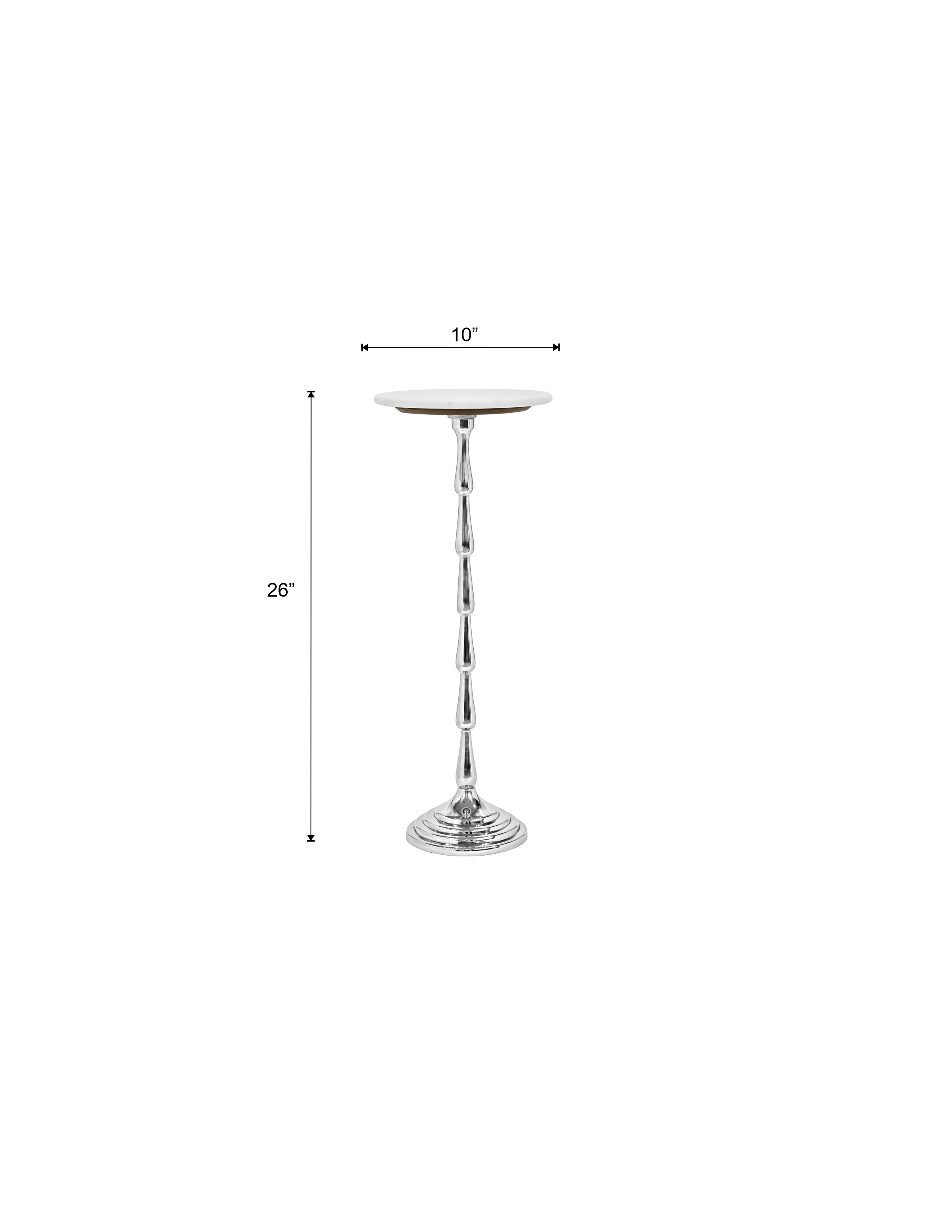 Drink Table with White Marble Top | Aluminum Base