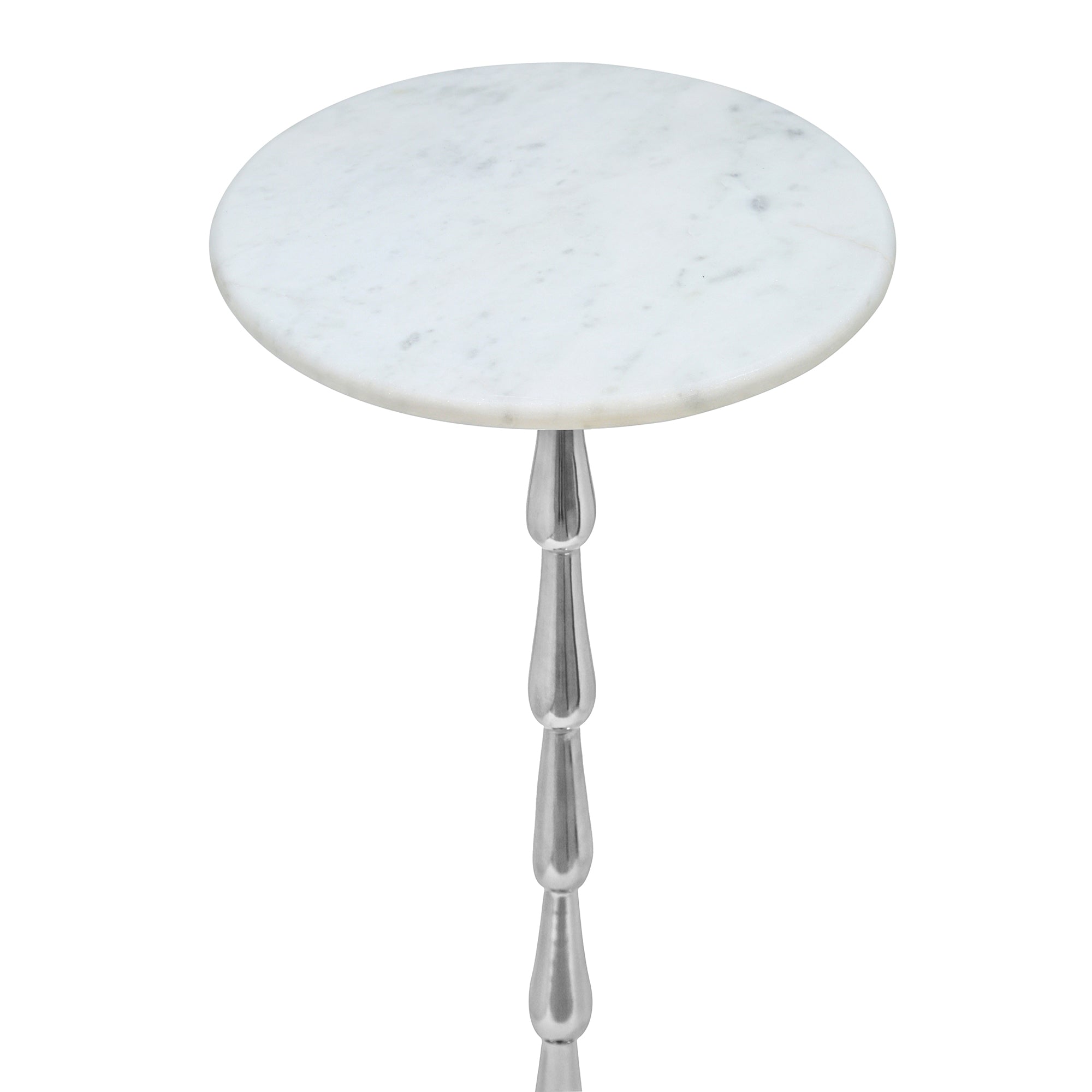 Drink Table with White Marble Top | Aluminum Base