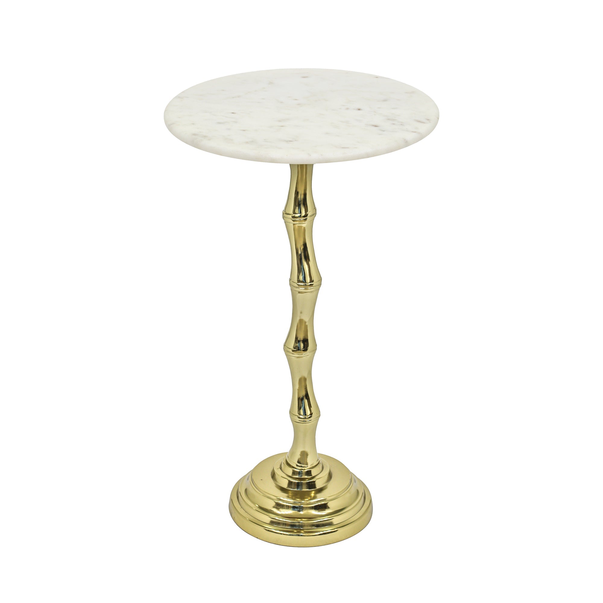 Bamboo Texture Side Table | White Marble Top | Aluminum Base