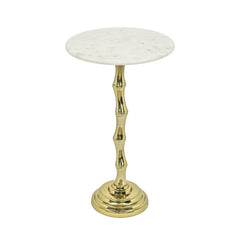 Bamboo Texture Side Table | White Marble Top | Aluminum Base