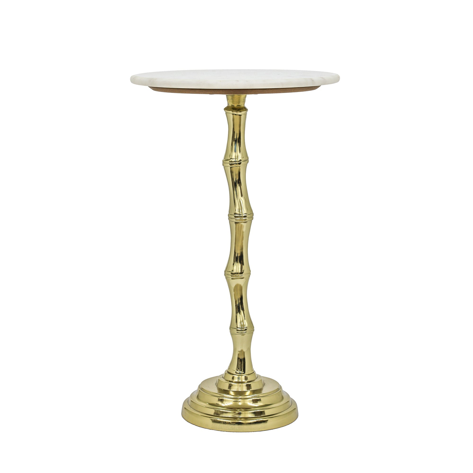 Bamboo Texture Side Table | White Marble Top | Aluminum Base