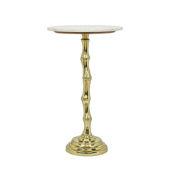 Bamboo Texture Side Table | White Marble Top | Aluminum Base