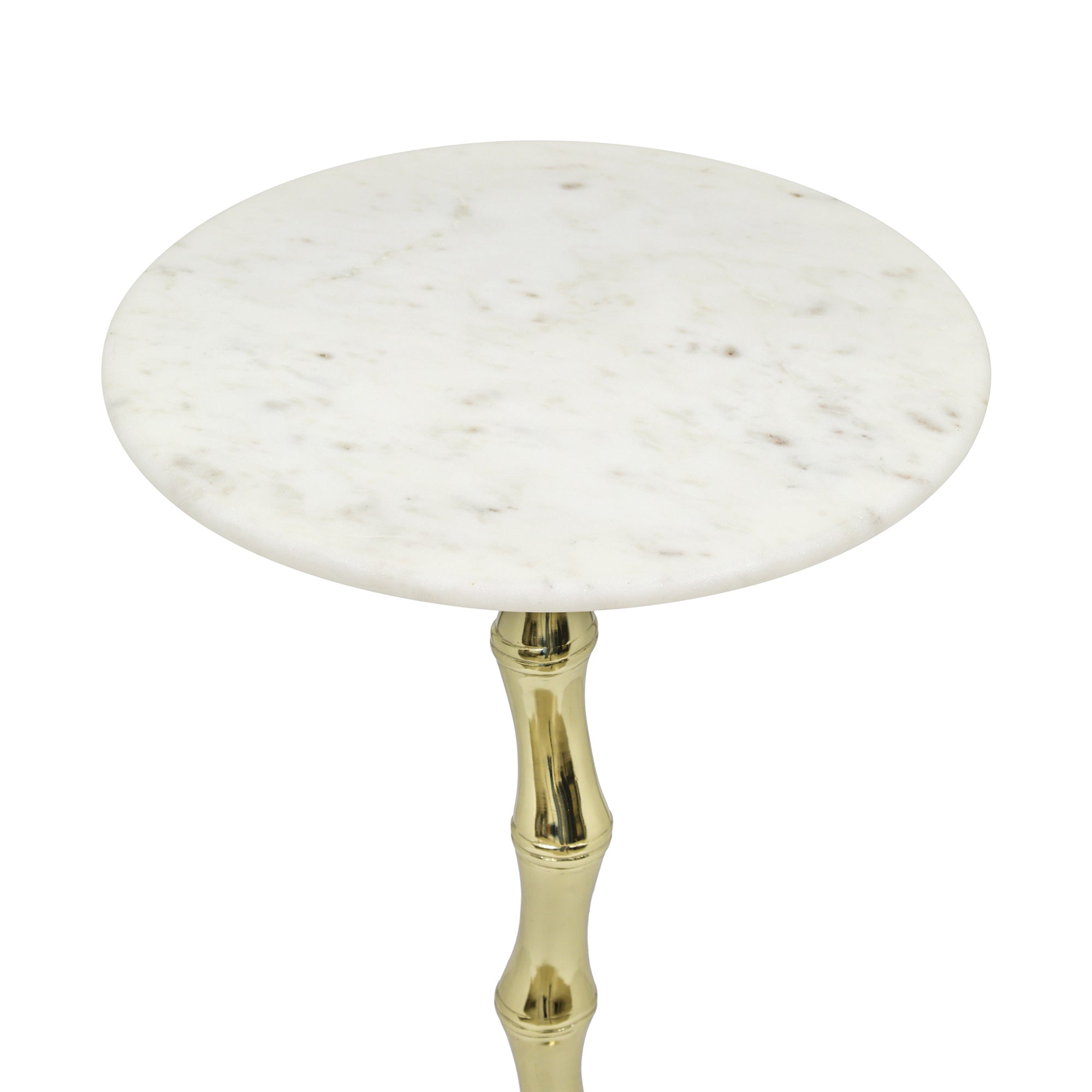 Bamboo Texture Side Table | White Marble Top | Aluminum Base