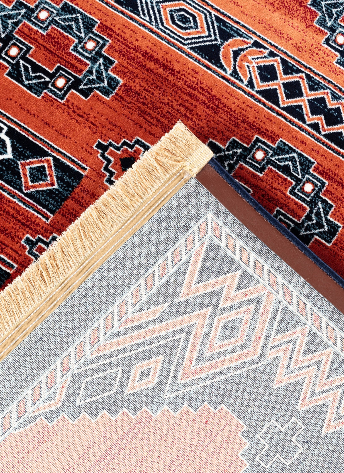 Traditional Tribal Southwestern Geometric Rose Area Rug & Runner – E927A Rose