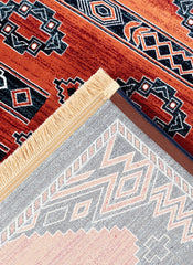 Traditional Tribal Southwestern Geometric Rose Area Rug & Runner – E927A Rose