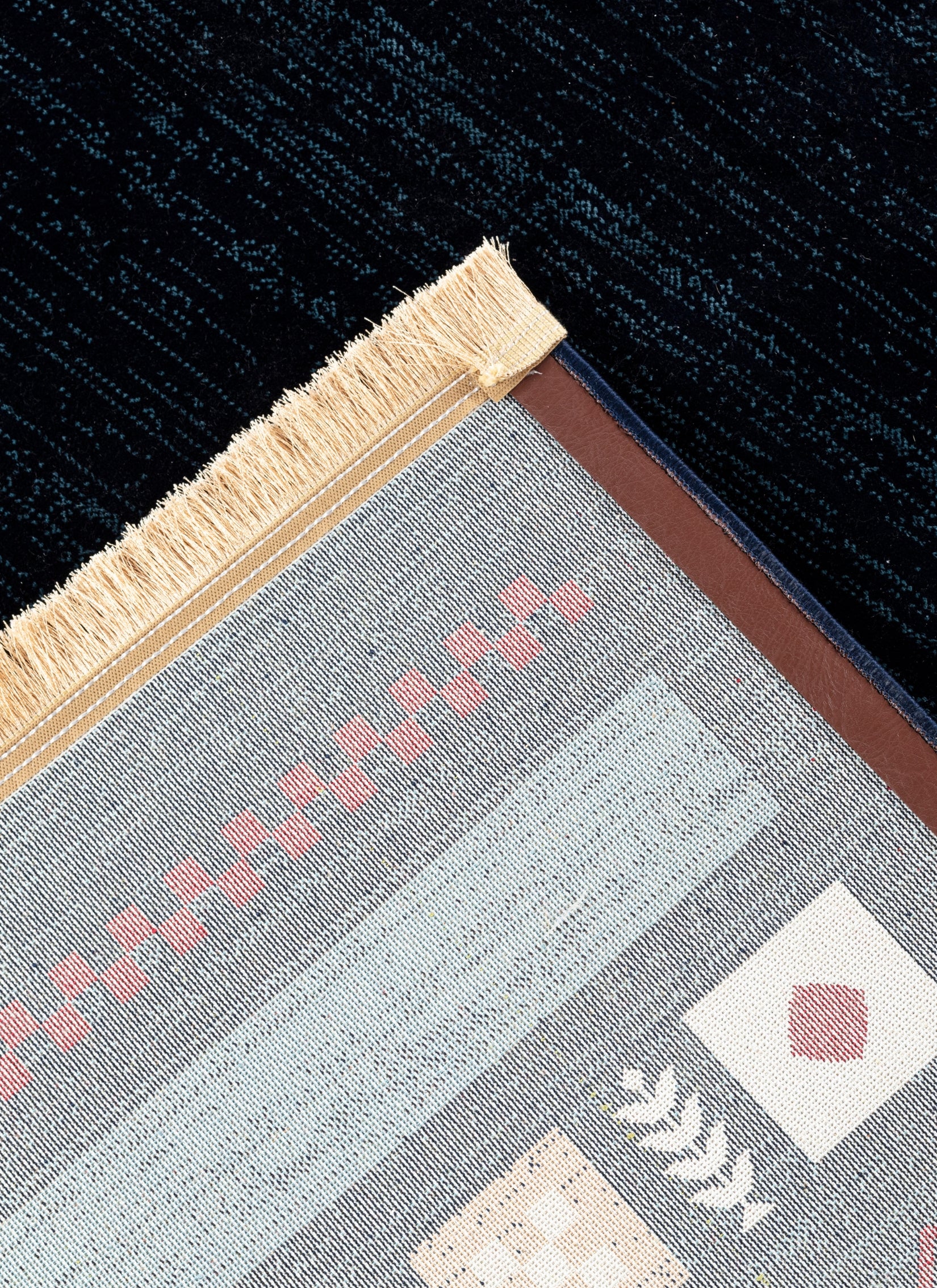 Modern Tribal Gabbeh Bordered Solid Navy Area Rug & Runner – B744A Navy