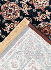 Traditional Persian All-Over Rosette Floral Bordered Navy Area Rug & Runner – D529B Navy