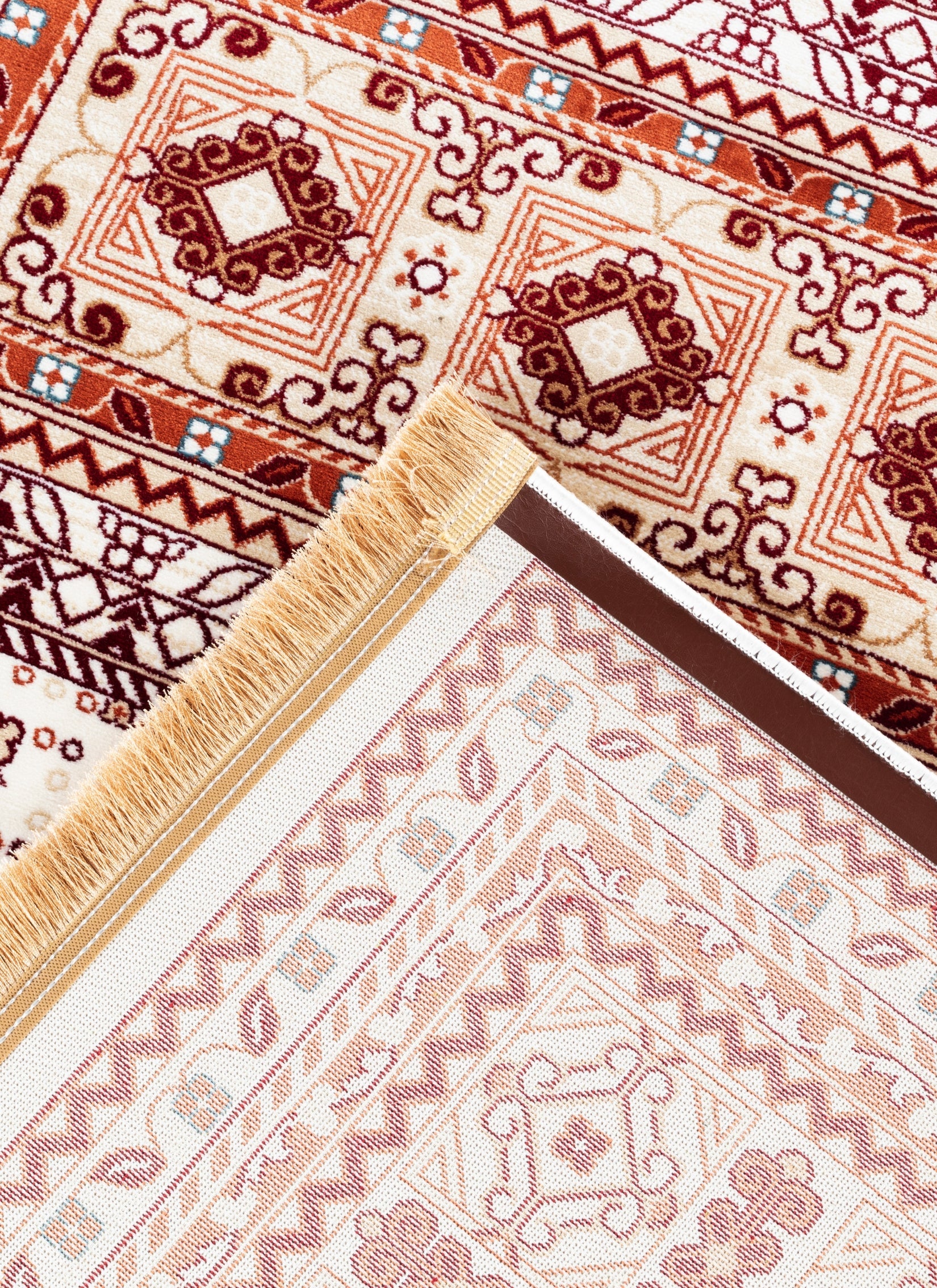 Traditional Tribal Turkmen Geometric Panel Cream Area Rug & Runner – E851B Cream