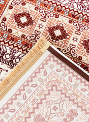 Traditional Tribal Turkmen Geometric Panel Cream Area Rug & Runner – E851B Cream