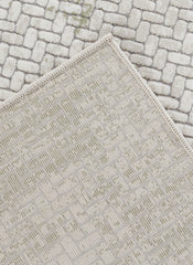 Modern Basketweave Textured Solid Cream & Green Area Rug & Runner – BT321 Cream Green