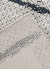 Modern Abstract Brushstroke Lattice Cream & Navy Area Rug & Runner – BT322 Cream Navy