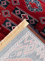 Traditional Tribal Southwestern Geometric Red Area Rug & Runner – E927A Red