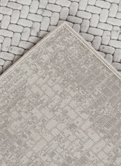 Modern Distressed Grid Textured Cream & Beige Area Rug & Runner – BT306 Cream Beige