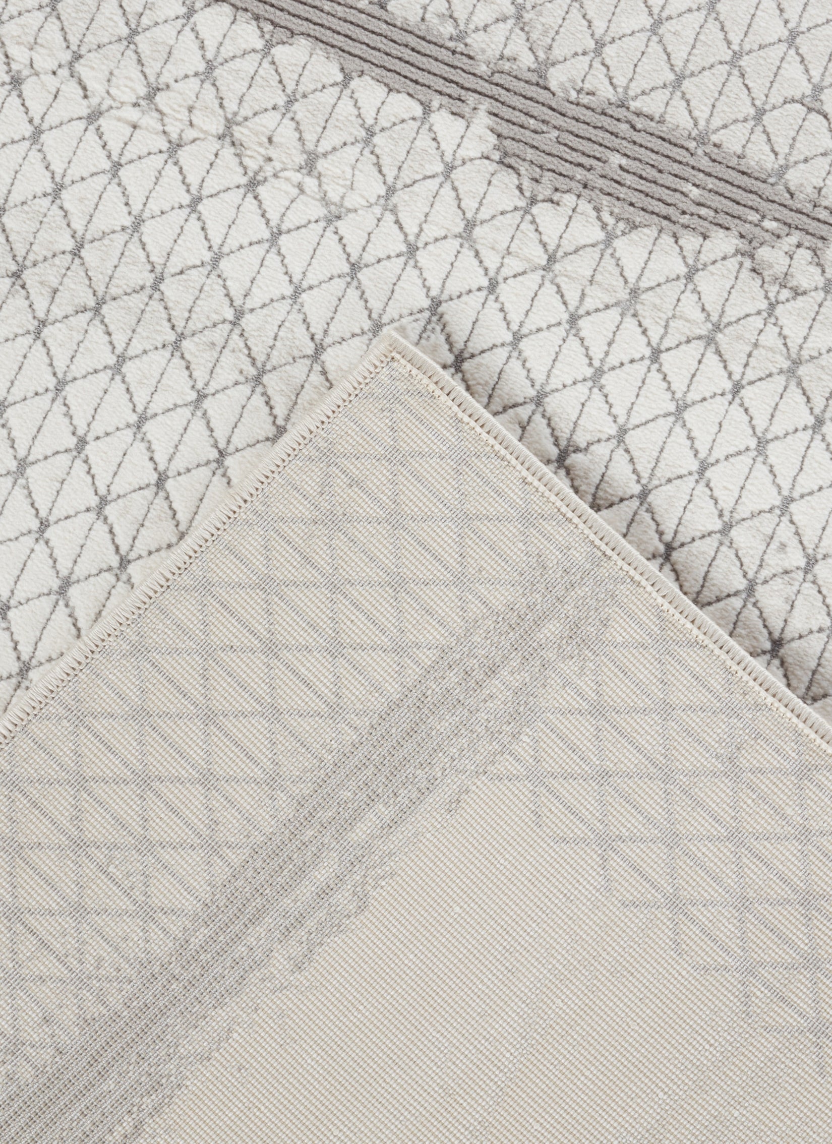 Modern Abstract Brushstroke Lattice Cream & Grey Area Rug & Runner – BT322 Cream Grey