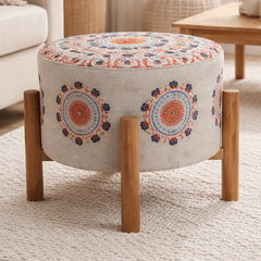 Mandala Design Embroidered Stool | 16x14" | Cotton